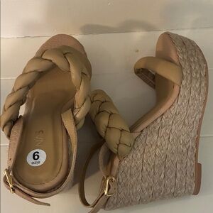 Kaanas Braided Espadrille Wedges - Beige